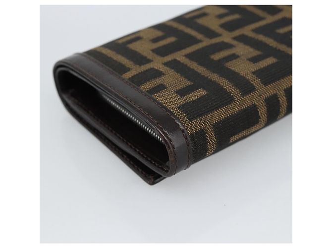 FENDI Cartera Bifold de Lona Zucca Negro Marrón Auth am11958V Castaño - vista 11