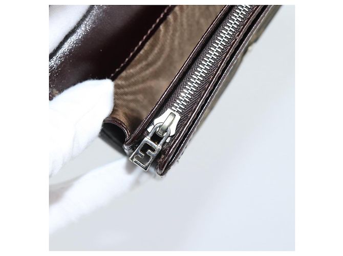 FENDI Cartera Bifold de Lona Zucca Negro Marrón Auth am11958V Castaño - vista 18
