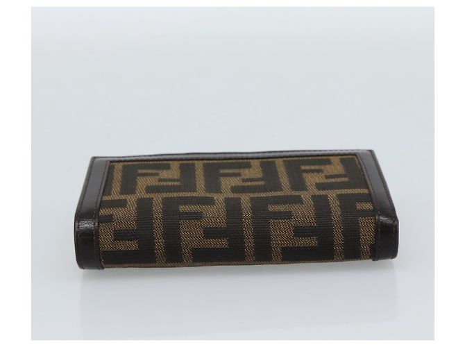 FENDI Cartera Bifold de Lona Zucca Negro Marrón Auth am11958V Castaño - vista 6
