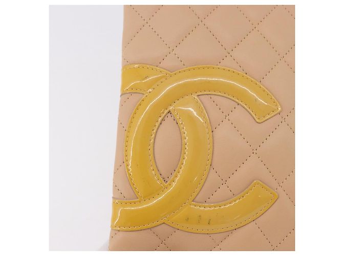 CHANEL Cambon Line Matelasse Shoulder Bag Pelle Beige Argento CC Auth 189889A - vista 14