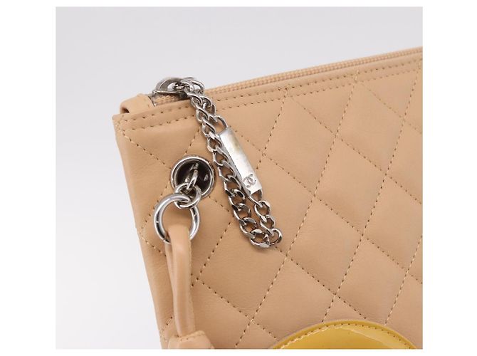 CHANEL Cambon Line Matelasse Shoulder Bag Pelle Beige Argento CC Auth 189889A - vista 15
