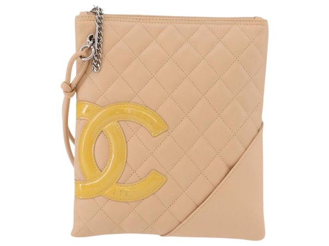 CHANEL Cambon Line Matelasse Shoulder Bag Pelle Beige Argento CC Auth 189889A - vista 2
