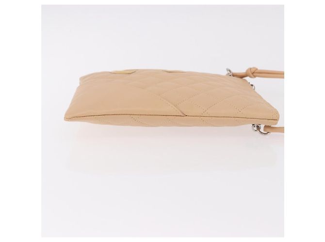 CHANEL Cambon Line Matelasse Shoulder Bag Pelle Beige Argento CC Auth 189889A - vista 4