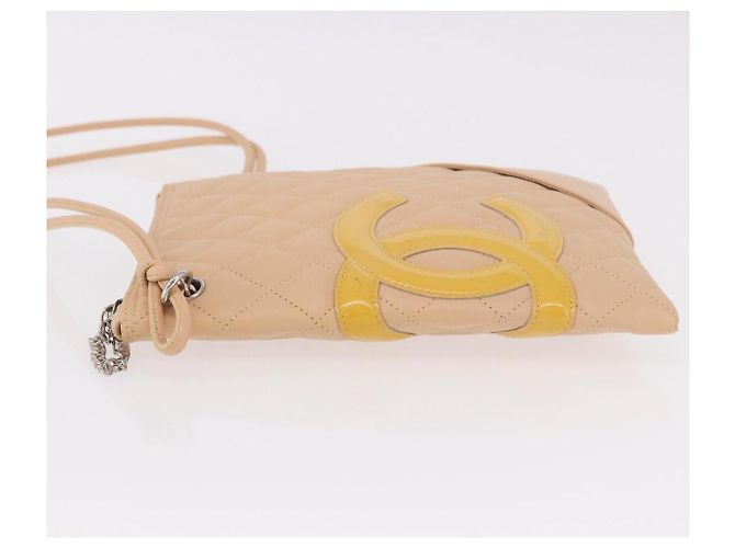 CHANEL Cambon Line Matelasse Shoulder Bag Pelle Beige Argento CC Auth 189889A - vista 5