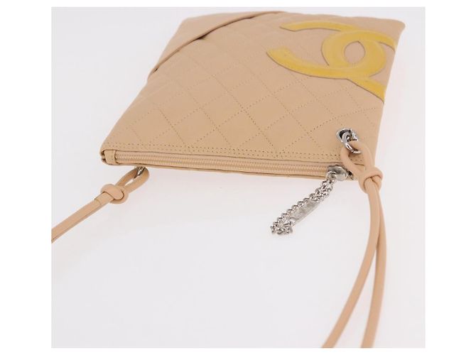 CHANEL Cambon Line Matelasse Shoulder Bag Pelle Beige Argento CC Auth 189889A - vista 6