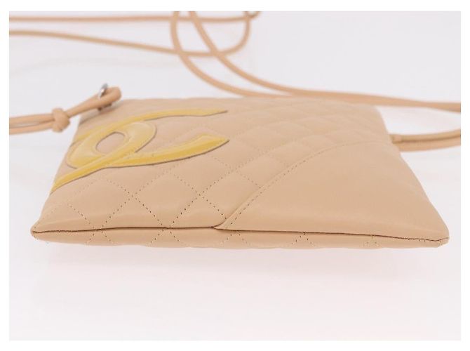 CHANEL Cambon Line Matelasse Shoulder Bag Pelle Beige Argento CC Auth 189889A - vista 9