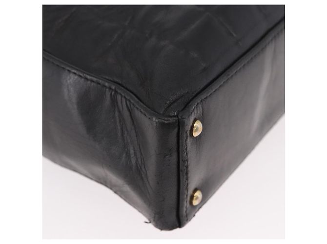 CHANEL Choco Bar Tote Bag Lammleder Schwarz Gold CC Authentisch 189862 Golden - Ansicht 10