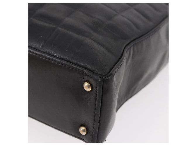 CHANEL Choco Bar Tote Bag Lammleder Schwarz Gold CC Authentisch 189862 Golden - Ansicht 11