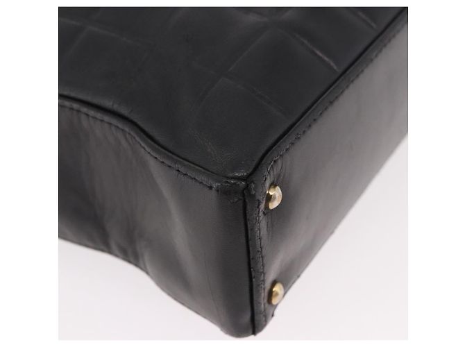 CHANEL Choco Bar Tote Bag Lammleder Schwarz Gold CC Authentisch 189862 Golden - Ansicht 12
