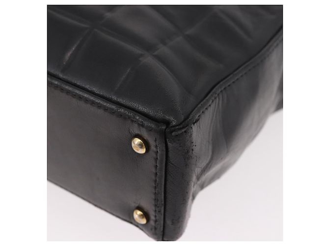 CHANEL Choco Bar Tote Bag Lammleder Schwarz Gold CC Authentisch 189862 Golden - Ansicht 13