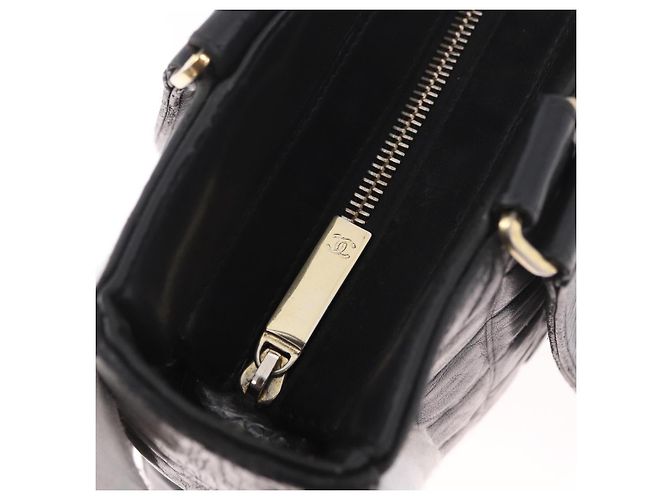 CHANEL Choco Bar Tote Bag Lammleder Schwarz Gold CC Authentisch 189862 Golden - Ansicht 14