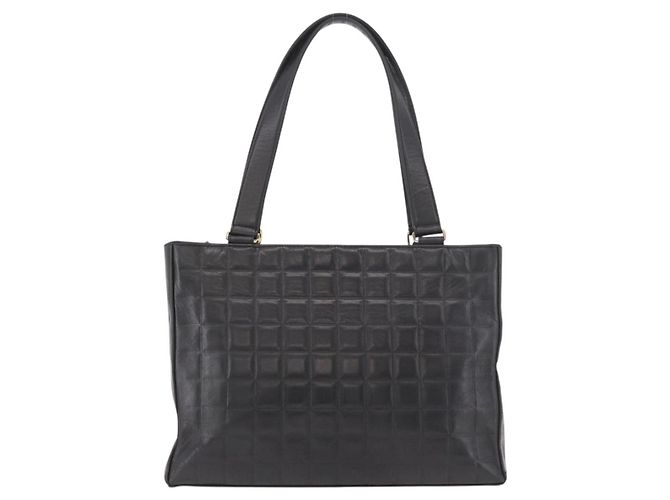 CHANEL Choco Bar Tote Bag Lammleder Schwarz Gold CC Authentisch 189862 Golden - Ansicht 3