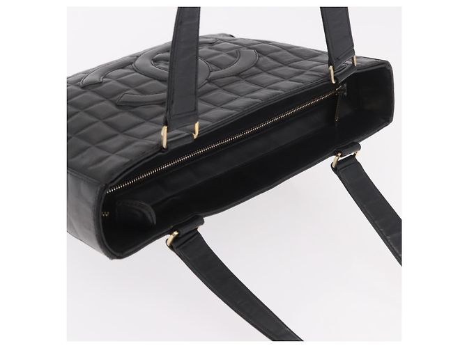 CHANEL Choco Bar Tote Bag Lammleder Schwarz Gold CC Authentisch 189862 Golden - Ansicht 6