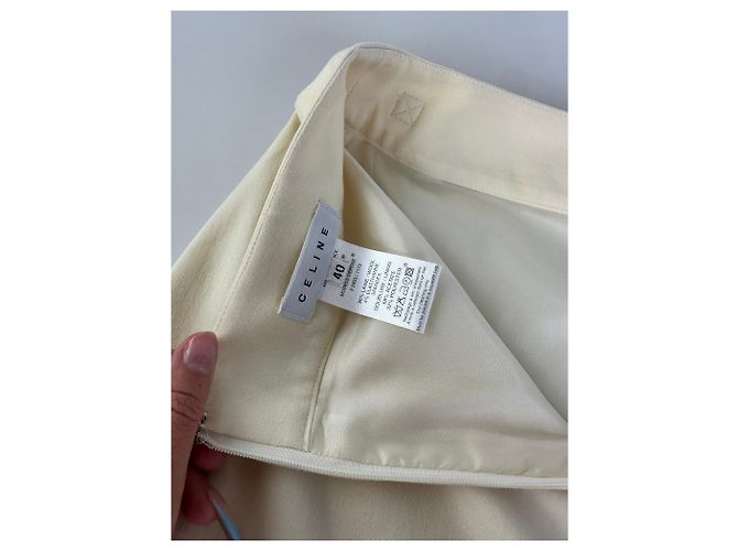 Céline Gonna vintage Celine in misto cotone Crema L Beige - vista 10