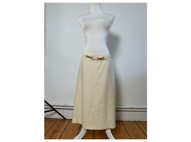 Céline Gonna vintage Celine in misto cotone Crema L Beige - vista 13