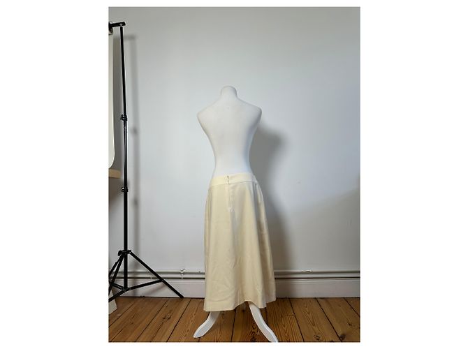 Céline Gonna vintage Celine in misto cotone Crema L Beige - vista 3