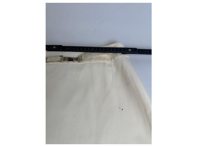 Céline Gonna vintage Celine in misto cotone Crema L Beige - vista 7