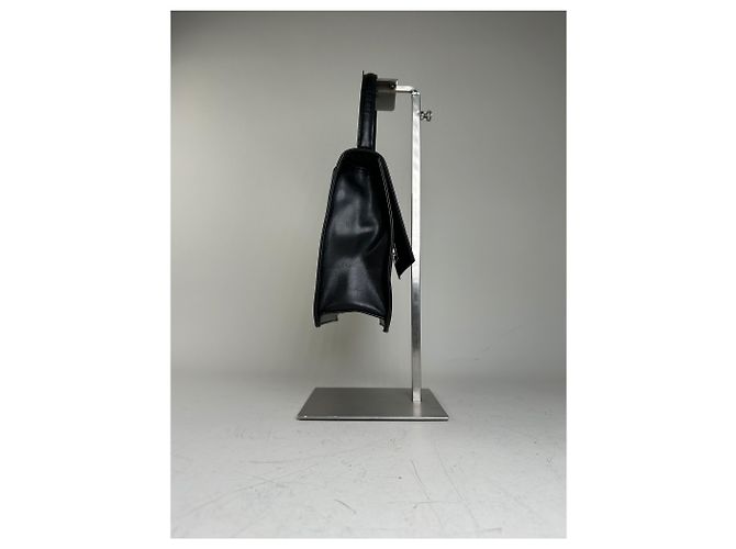 Vintage Courreges Strukturierte Lederhandtasche Schwarz Silber - Ansicht 4