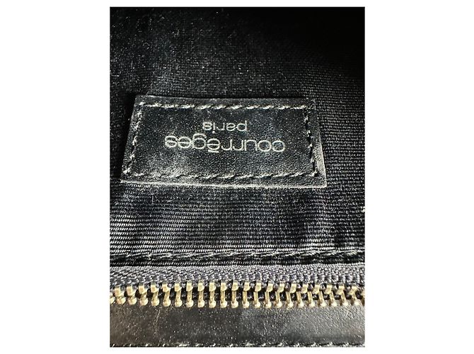 Vintage Courreges Strukturierte Lederhandtasche Schwarz Silber - Ansicht 5