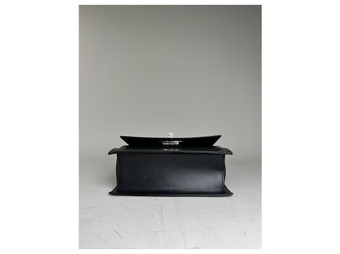 Vintage Courreges Strukturierte Lederhandtasche Schwarz Silber - Ansicht 8