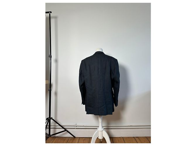 Vintage Dior Men's Wool Blend Blazer Dark Grey XL - view 12