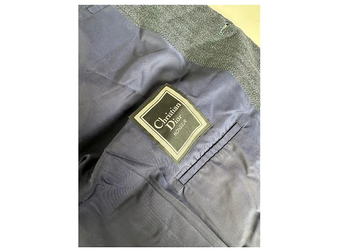Vintage Dior Men's Wool Blend Blazer Dark Grey XL - view 7