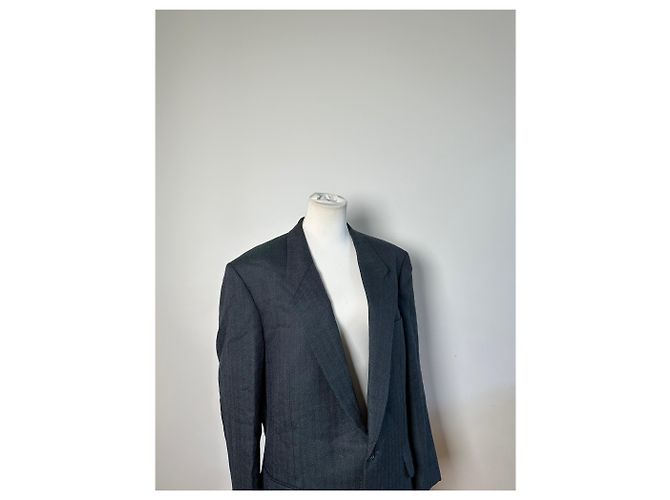 Vintage Dior Men's Wool Blend Blazer Dark Grey XL - view 9