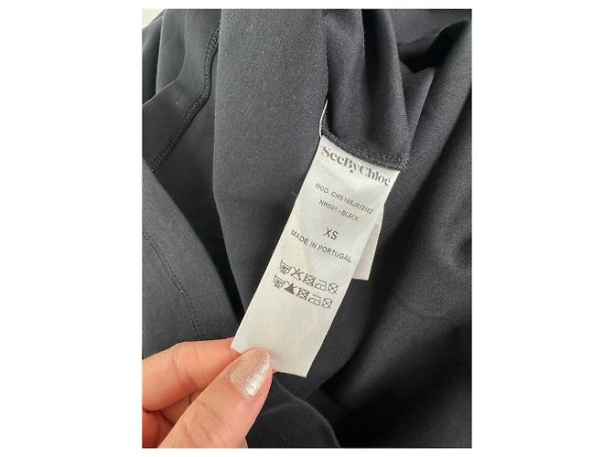 Chloé Vintage Chloe Baumwollkleid Schwarz XS - Ansicht 10