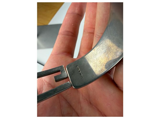 Bracciale Vintage Gucci in pelle con Interlocking G in acciaio inossidabile Marrone Argento - vista 6