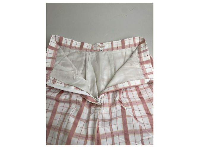 Chloé Vintage Chloe Wide Leg Hose Weiß Rosa S - Ansicht 7