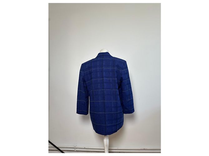 Vintage Dior Checked Wool Blend Blazer Blue L Navy blue - view 11