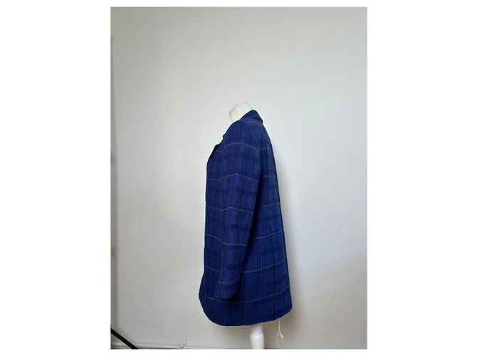 Vintage Dior Checked Wool Blend Blazer Blue L Navy blue - view 2