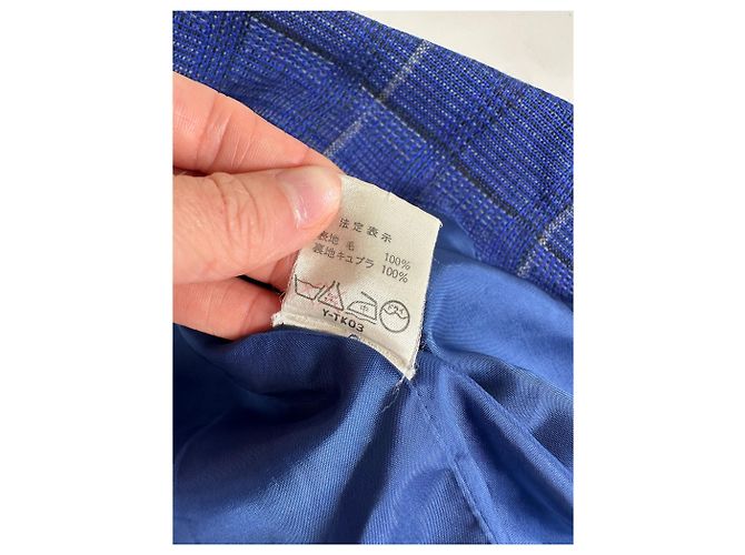 Vintage Dior Checked Wool Blend Blazer Blue L Navy blue - view 9