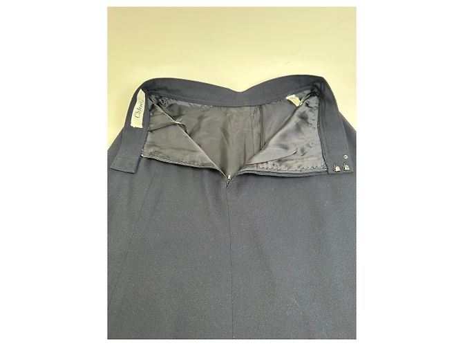 Chloé Vintage Chloe Wollmischung Rock Navy L Marineblau - Ansicht 7