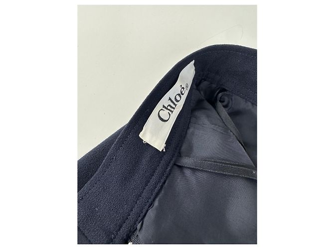 Chloé Vintage Chloe Wollmischung Rock Navy L Marineblau - Ansicht 8