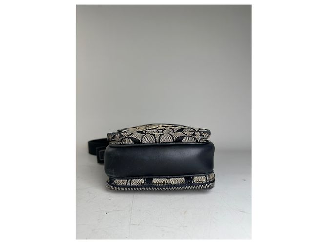 Vintage Coach Canvas Umhängetasche Beige Schwarz Silber - Ansicht 10