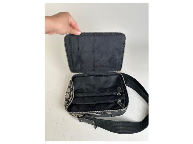 Vintage Coach Canvas Umhängetasche Beige Schwarz Silber - Ansicht 3