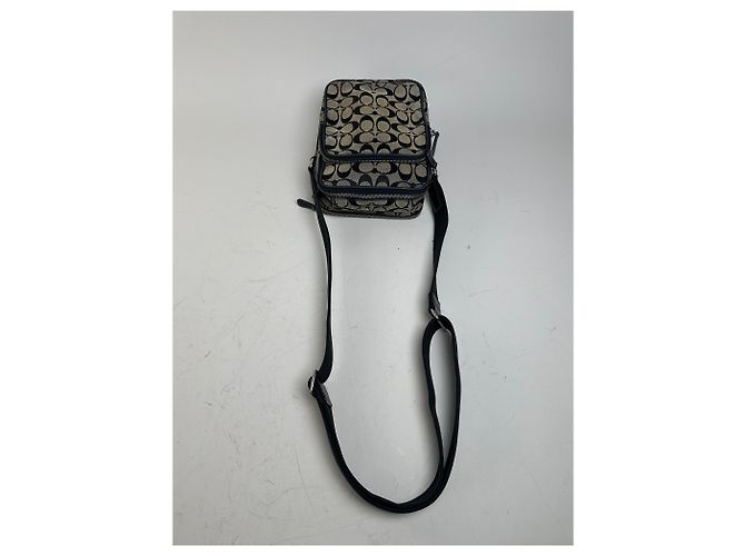 Vintage Coach Canvas Umhängetasche Beige Schwarz Silber - Ansicht 8