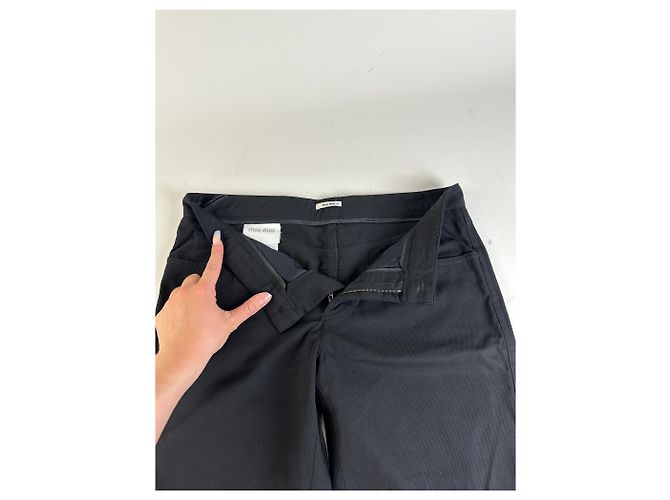 Vintage Miu Miu Baumwollmischung Hose Schwarz M - Ansicht 10
