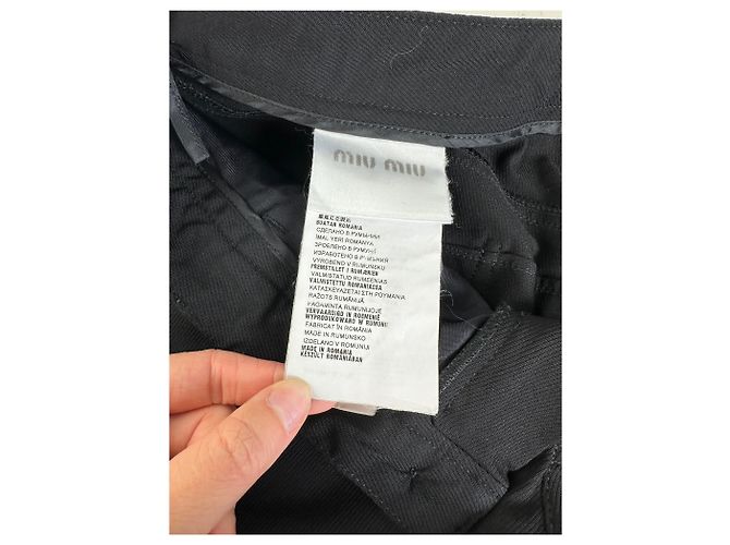 Vintage Miu Miu Baumwollmischung Hose Schwarz M - Ansicht 12