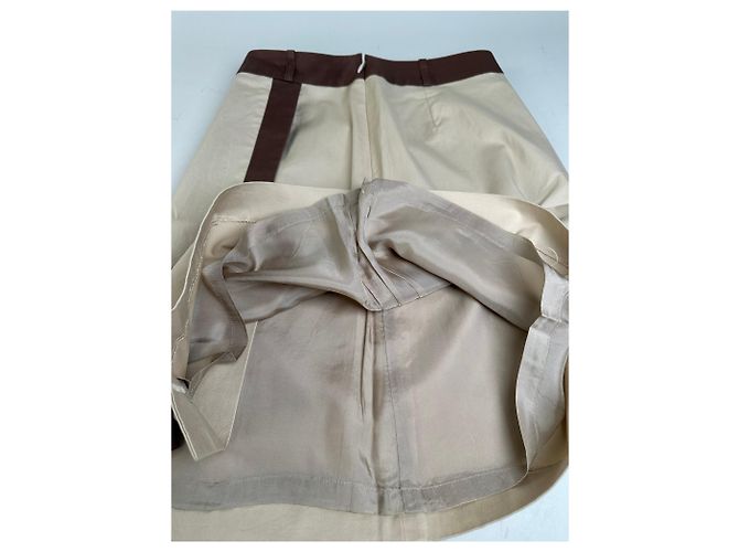 Gonna in seta vintage Balenciaga beige e marrone M - vista 10