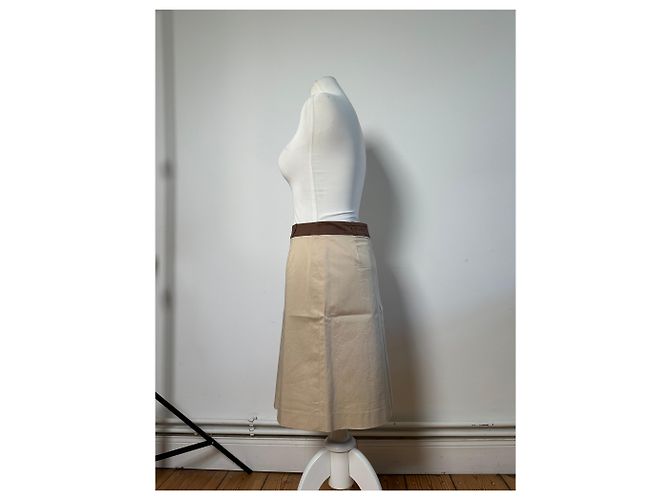 Gonna in seta vintage Balenciaga beige e marrone M - vista 2