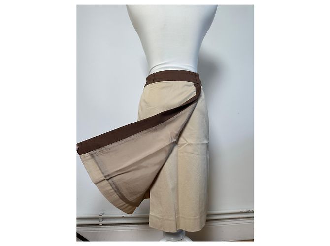 Gonna in seta vintage Balenciaga beige e marrone M - vista 4