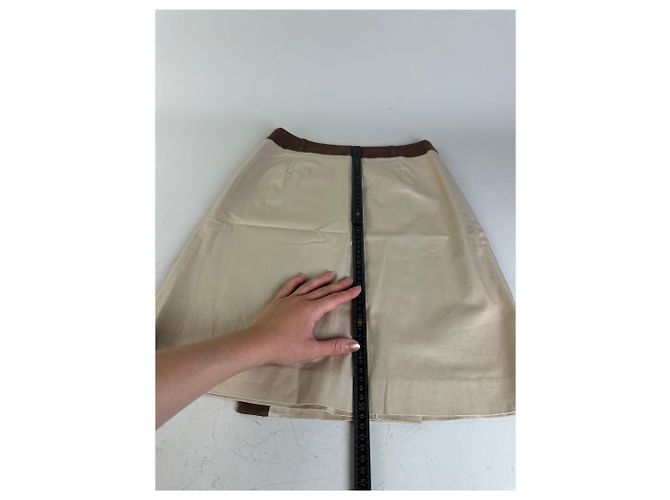 Gonna in seta vintage Balenciaga beige e marrone M - vista 6