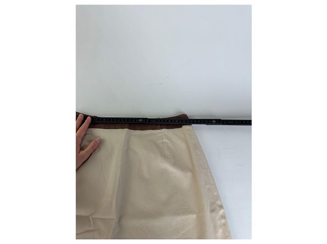 Gonna in seta vintage Balenciaga beige e marrone M - vista 7