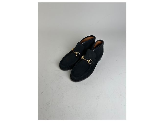 Stivaletti in scamosciato vintage Gucci neri e oro EU35 Nero - vista 3