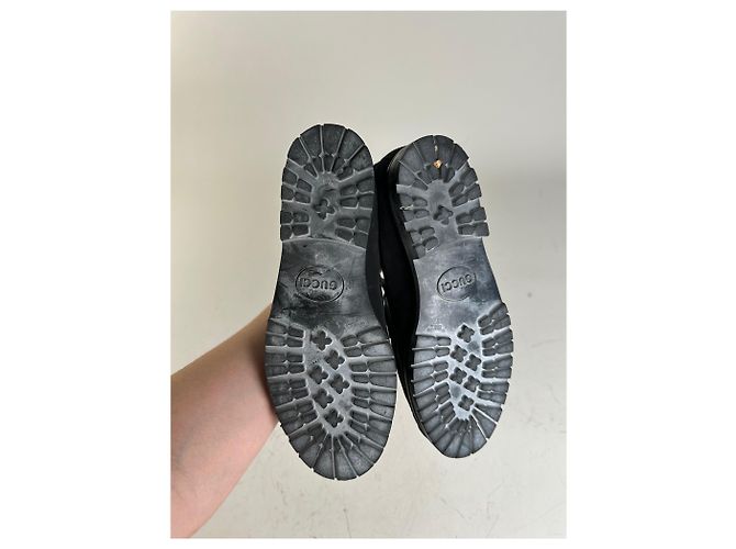 Stivaletti in scamosciato vintage Gucci neri e oro EU35 Nero - vista 9