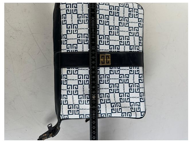 Borsa a tracolla vintage Givenchy in tela Bianco Blu Navy Oro - vista 10