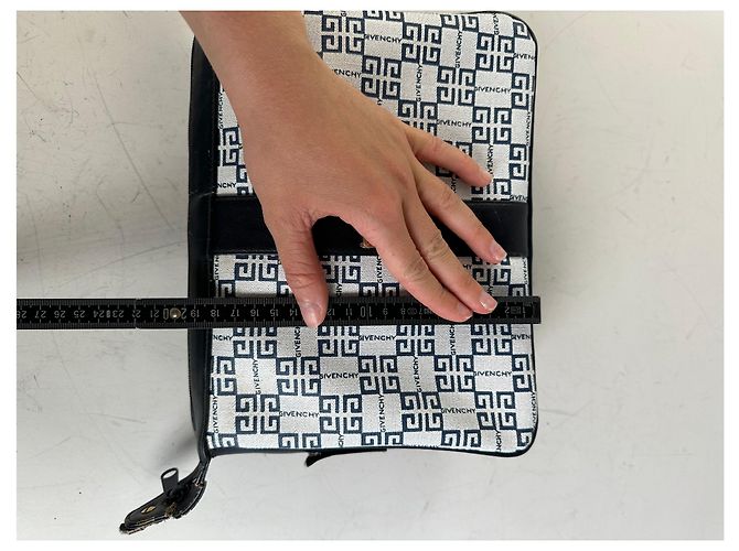 Borsa a tracolla vintage Givenchy in tela Bianco Blu Navy Oro - vista 11