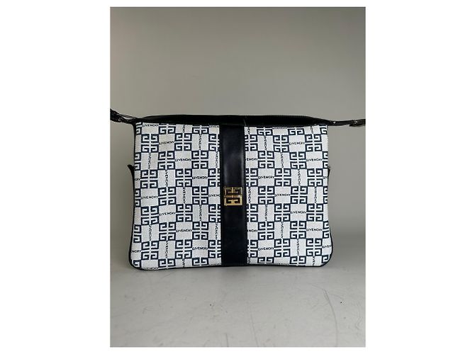 Borsa a tracolla vintage Givenchy in tela Bianco Blu Navy Oro - vista 13